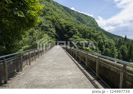 晴天の碓氷峠、旧信越線にかかるレンガ造りの眼鏡橋の橋上 晴天の碓氷峠、旧信越線にかかるレンガ造りの眼鏡橋の橋上 124997739