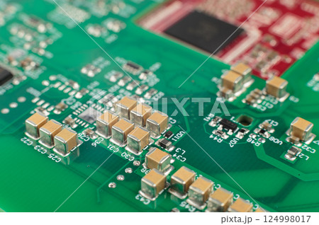 Electronic board close-up, modern electronic 124998017