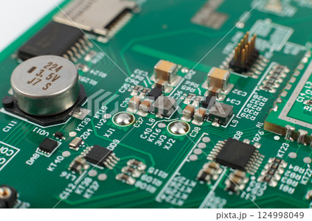 Electronic board close-up, modern electronic 124998049