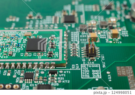 Electronic board close-up, modern electronic 124998051