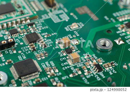 Electronic board close-up, modern electronic 124998052