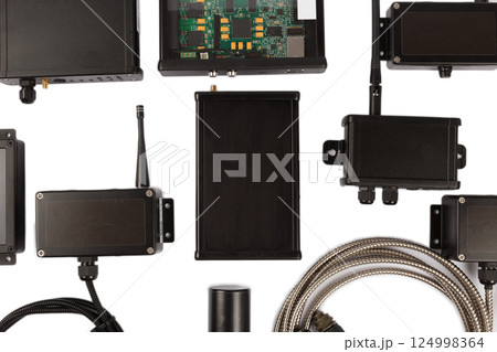 Modern electronic circuits on a white background 124998364