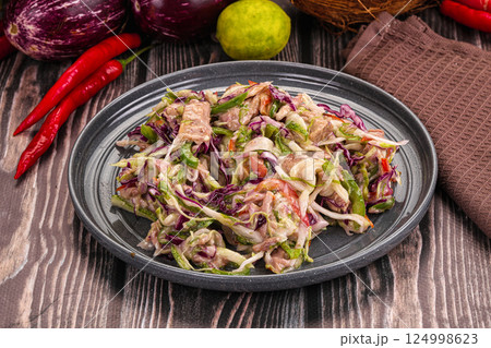 Salad with canned tuna and cabbage 124998623