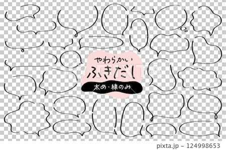 Soft shape speech bubble set, thick, lines only 124998653