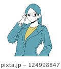 困っている真面目そうな眼鏡の女性会社員 124998847