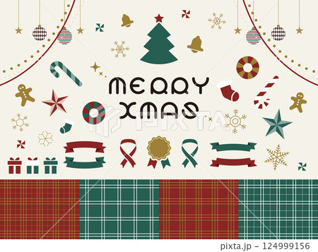 クリスマスのアイコンとイラストのセット素材 クリスマスのアイコンとイラストのセット素材 124999156