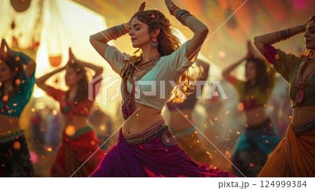 Artistic Depiction Of Holi Celebration 124999384