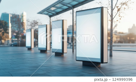 Billboard Kiosk Construction in the city. An Advertising Mockup 124999396
