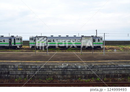 JR北海道、函館本線の大沼駅から森駅までの普通列車車窓風景(2023年夏曇り空) 124999493