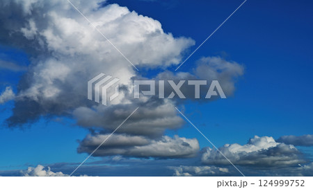 Sky Overlay. Beautiful bright sky with fluffy clouds. Nature sky with transparent background 124999752