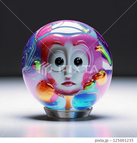 Decorative cute character. Cartoon character made of multi-colored glass. Decorative cute character. Cartoon character made of multi-colored glass. 125001235