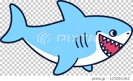 Funny cartoon shark drawing 125001262