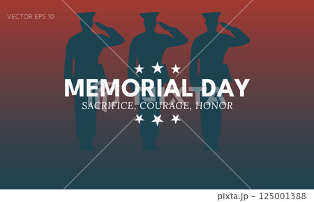 Saluting Soldiers with Sacrifice Courage Honor Message on Patriotic Gradient 125001388