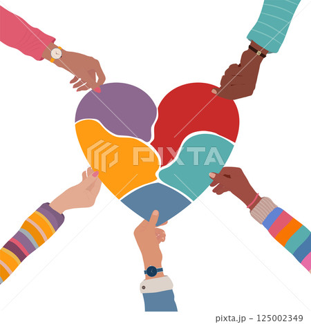 Unity in Diversity Hands of Diverse Cultures Holding Colorful Puzzle Heart on Transparent Background Unity in Diversity Hands of Diverse Cultures Holding Colorful Puzzle Heart on Transparent Background 125002349