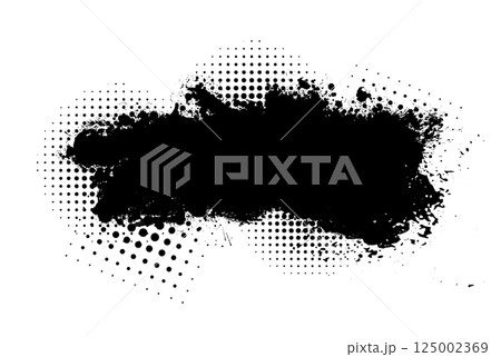 Splatter Paint Texture . Black Spray Blot of Ink. Place illustration Over any Object to Create Grungy Effect . hand drawn. Not AI, Vector 125002369