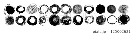 Set of graphic circles handmade. Not AI, Vector illustration 125002621