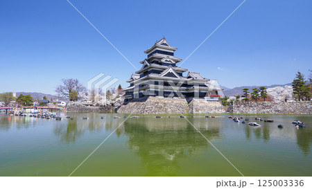 青空に映える松本城 125003336