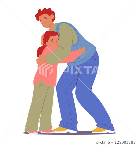 Happy father and daughter hugging with love during meeting after separation isolated on white 125003585