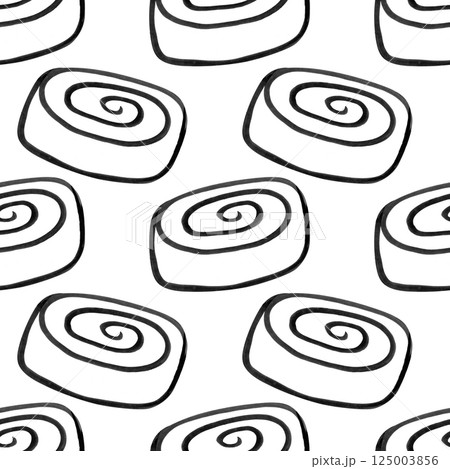 Elegant croissant and bun pattern suitable for various fabrics and backgrounds, ideal for many purposes, seamless watercolor background. 125003856