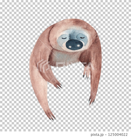 Little Sloth. Watercolor painting of cute Tropical Baby animal isolated on white background. For cards and posters, wallpaper. 125004022