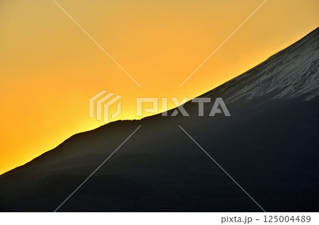 天子山地の竜ヶ岳より　富士の裾野に夜明け前の空 125004489