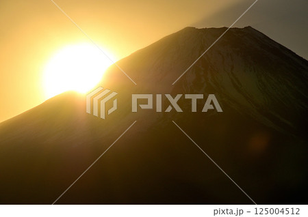 天子山地の竜ヶ岳より　富士山からの御来光 125004512