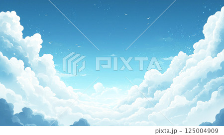 広がる青空と雲の背景イラスト 125004909