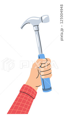Person holding hammer hand drawn 125004948