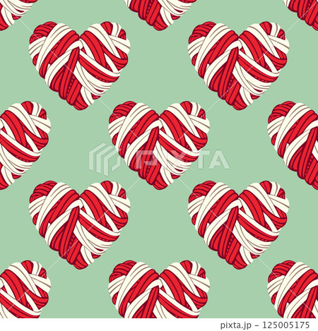Vector set of red and white knitted hearts and bow isolated on white background Vector set of red and white knitted hearts and bow isolated on white background 125005175