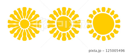 Set of groovy sun or flowers silhouettes isolated on background. Sunburst or sunlight signs. Summer theme symbols. Modern psychedelic print. Positive vibes concept. Vector flat illustration Set of groovy sun or flowers silhouettes isolated on background. Sunburst or sunlight signs. Summer theme symbols. Modern psychedelic print. Positive vibes concept. Vector flat illustration 125005496