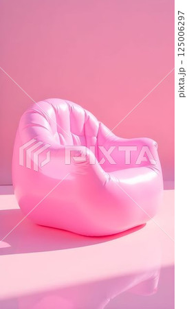 Glossy Pink Background Party Room Photoshoot with Inflatable Pink Youth Interview Chair 125006297