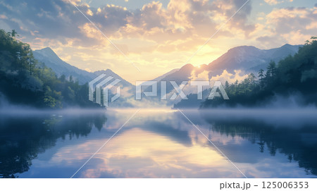静寂に包まれる神秘的な湖畔 静寂に包まれる神秘的な湖畔 125006353