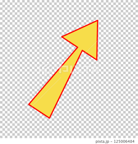 赤い縁の黄色い矢印アイコン 125006484