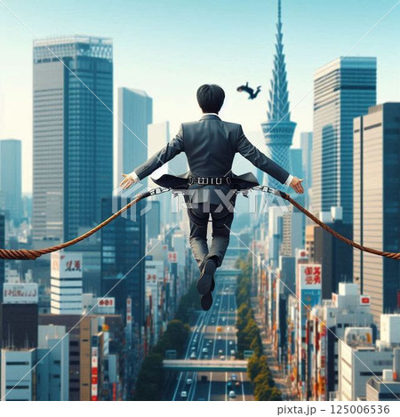 バンジージャンプをするサラリーマン 125006536