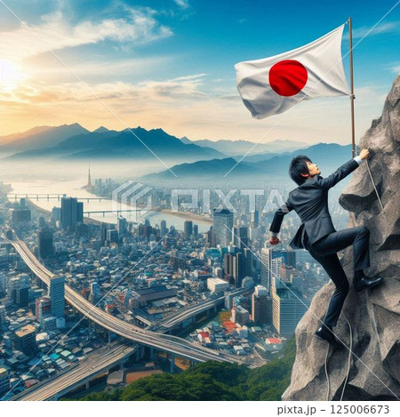 崖を登るサラリーマン 125006673