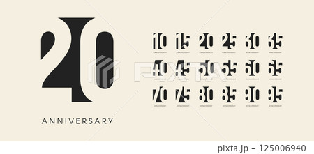 Vintage elegant black anniversary numbers on cream. Classic branding for boutique identity, retro themed event promotion. Warm soft tone, serif styling. Vector illustration Vintage elegant black anniversary numbers on cream. Classic branding for boutique identity, retro themed event promotion. Warm soft tone, serif styling. Vector illustration 125006940