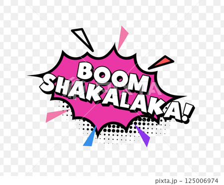 Comic Style Boom Shakalaka Text in Pink Burst with Halftone Dots and Dynamic Font, Perfect for Fun Reactions, Pop Art Posters, and Energetic Visuals. Bold and Vibrant. Vector Illustration. Comic Style Boom Shakalaka Text in Pink Burst with Halftone Dots and Dynamic Font, Perfect for Fun Reactions, Pop Art Posters, and Energetic Visuals. Bold and Vibrant. Vector Illustration. 125006974