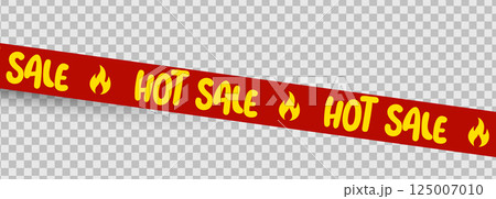 Hot Sale Promo Ribbon, Red Tape for Discounts, Special Offers, Retail Promotions, E-commerce Banners, and Storefront Design. Vector Illustration 125007010