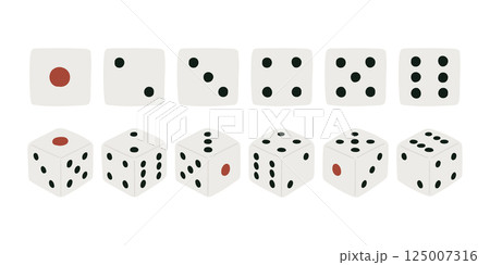 立体と平面のサイコロのイラストセット 125007316