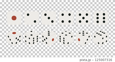 立体と平面のサイコロのイラストセット 125007316
