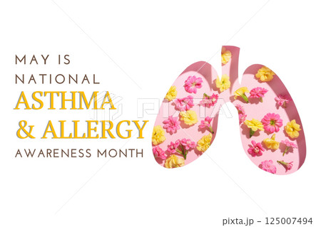Celebrating asthma and allergy awareness with vibrant lung designs and colorful flowers Celebrating asthma and allergy awareness with vibrant lung designs and colorful flowers 125007494