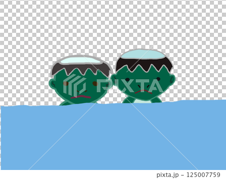 カッパの兄弟が水から顔を出すイラスト 125007759