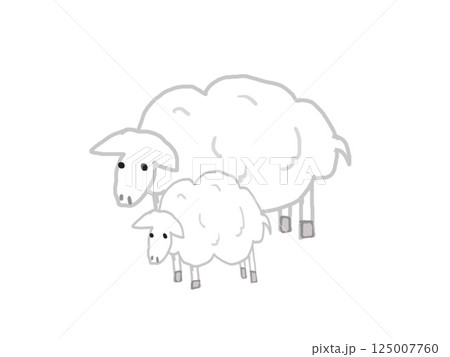 シンプルな羊の親子のイラスト 125007760