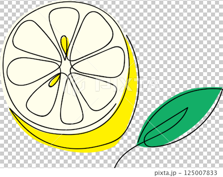 一筆描きのおしゃれなレモンのイラスト素材 一筆描きのおしゃれなレモンのイラスト素材 125007833