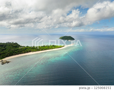 Bon Bon Beach and Sandbank with white sand, view from above. Romblon, Romblon. Philippines. Bon Bon Beach and Sandbank with white sand, view from above. Romblon, Romblon. Philippines. 125008151