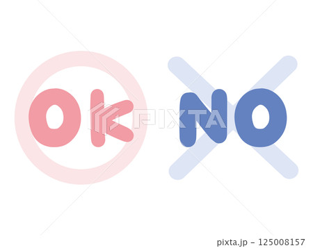 OKとNOのかわいい手書きのマーク(ベクター) 125008157