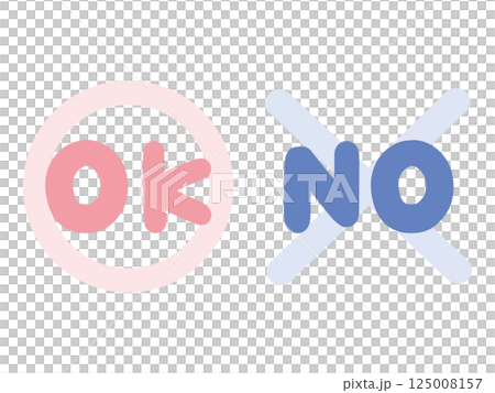OKとNOのかわいい手書きのマーク(ベクター) 125008157
