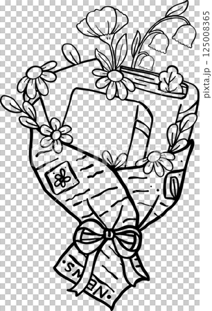 Cute Spring Book Boquet Outline Cartoon Hand Drawn Cute Spring Book Boquet Outline Cartoon Hand Drawn 125008365