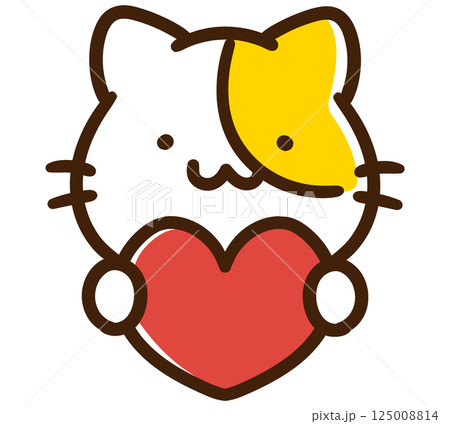 ハートを持つかわいいねこのキャラクターのアイコンイラスト 125008814