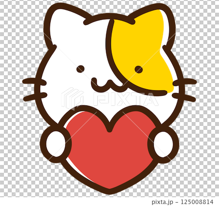 ハートを持つかわいいねこのキャラクターのアイコンイラスト 125008814